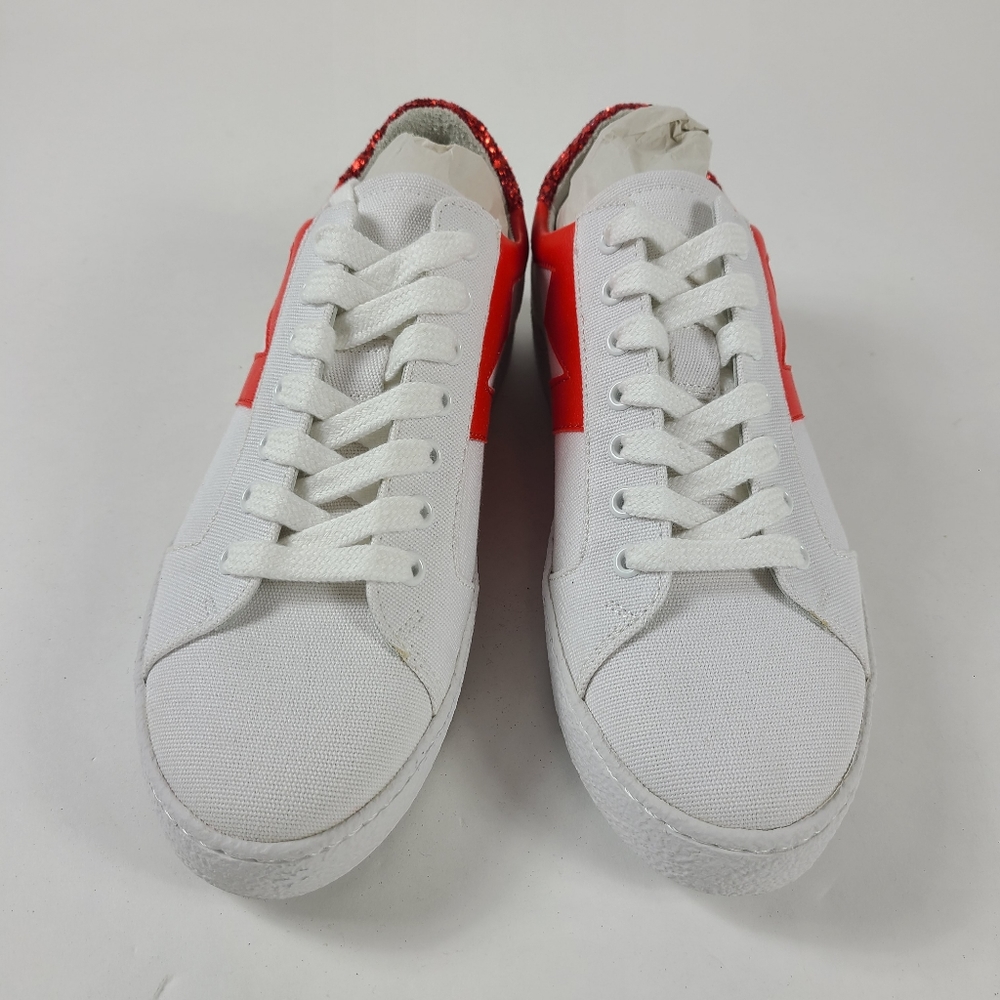 SANDRO White Red Glitter Back Sneakers - 37 / 7 - Picture 2 of 4